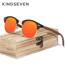 Load image into Gallery viewer, KINGSEVEN Retro  Style Handmade Black Walnut Wooden Sunglasses Men Women 100%Polarized UV400  Lens Semi-Rimless Eyewear