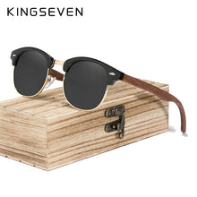 Load image into Gallery viewer, KINGSEVEN Retro  Style Handmade Black Walnut Wooden Sunglasses Men Women 100%Polarized UV400  Lens Semi-Rimless Eyewear