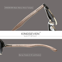 Load image into Gallery viewer, KINGSEVEN Retro  Style Handmade Black Walnut Wooden Sunglasses Men Women 100%Polarized UV400  Lens Semi-Rimless Eyewear