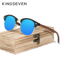 Load image into Gallery viewer, KINGSEVEN Retro  Style Handmade Black Walnut Wooden Sunglasses Men Women 100%Polarized UV400  Lens Semi-Rimless Eyewear