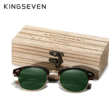 Load image into Gallery viewer, KINGSEVEN Retro  Style Handmade Black Walnut Wooden Sunglasses Men Women 100%Polarized UV400  Lens Semi-Rimless Eyewear
