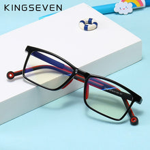 Carica l&#39;immagine nel visualizzatore di Gallery, KINGSEVEN Square Kids Glasses Frame Silicone Flexible Optical Eyeglasses Frame Children 2023 Boy Girls Clear Glasses UV4