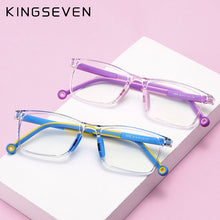 Carica l&#39;immagine nel visualizzatore di Gallery, KINGSEVEN Square Kids Glasses Frame Silicone Flexible Optical Eyeglasses Frame Children 2023 Boy Girls Clear Glasses UV4