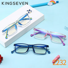 Carica l&#39;immagine nel visualizzatore di Gallery, KINGSEVEN Square Kids Glasses Frame Silicone Flexible Optical Eyeglasses Frame Children 2023 Boy Girls Clear Glasses UV4