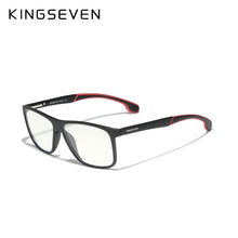 Carica l&#39;immagine nel visualizzatore di Gallery, KINGSEVEN TR90 Light Red Temples Design Anti Blue GlassesWomen Square Eyeglasses Frame Men Office Computer Blocking Blue