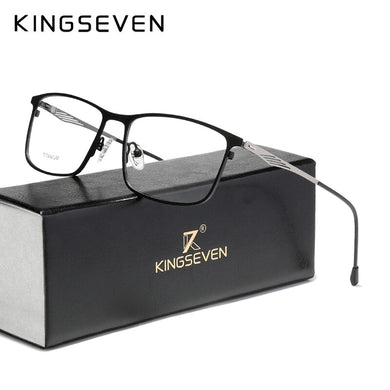 KINGSEVEN Titanium Alloy Optical Glasses Frame Men 2023 Square Myopia Prescription Eyeglasses Male Metal Eyewear