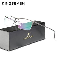 Load image into Gallery viewer, KINGSEVEN Titanium Alloy Optical Glasses Frame Men Square Myopia Prescription Eyeglasses Male Metal очки для зрения