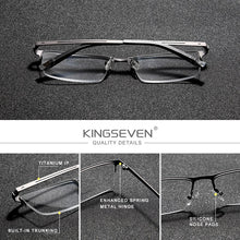 Load image into Gallery viewer, KINGSEVEN Titanium Alloy Optical Glasses Frame Men Square Myopia Prescription Eyeglasses Male Metal очки для зрения