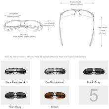 Load image into Gallery viewer, KINGSEVEN Updated Aluminum Photochromc Sunglasses Men Polarized Driving Chameleon Glasses Male Change Color Sun Glasses Eyewear