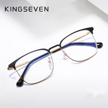 Carica l&#39;immagine nel visualizzatore di Gallery, KINGSEVEN non-magnetic titanium anti-blue light goggles flat mirror men and women glasses frame optical glasses frame 9677