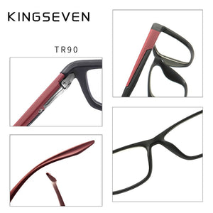 KINGSEVEN2023 TR Anti-Blue Glasses LiteraryFrame Flat Mirror Spring Goggles Unisex Prescription Optical Glasses for Myopia