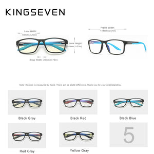 KINGSEVEN2023 TR Anti-Blue Glasses LiteraryFrame Flat Mirror Spring Goggles Unisex Prescription Optical Glasses for Myopia