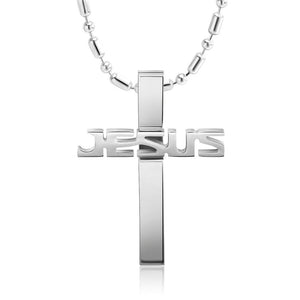 316L Stainless Steel Cross Pendant Necklace for Men Jesus Religious Necklace Jewelry Male Collar FN03