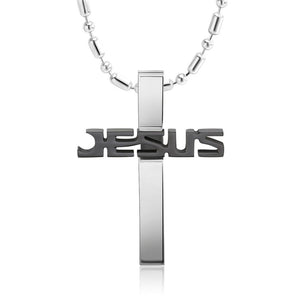 316L Stainless Steel Cross Pendant Necklace for Men Jesus Religious Necklace Jewelry Male Collar FN03