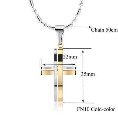 Gold-color or Black Cross Cut Necklace 316L Stainless Steel Pendant With Chain 50cm Men Women Necklace Best Gift FN10