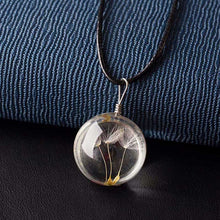Load image into Gallery viewer, 1pcs Real Dandelion Jewelry Crystal Glass Ball Dandelion Necklace Long Strip Leather Chain Pendant Necklaces For Women