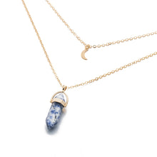 Carica l&#39;immagine nel visualizzatore di Gallery, Fashion Bohemia 1 PC Collana girocollo in pietra naturale con luna in pietra color oro Collana con pendente in cristallo per le donne Regalo della festa nuziale 