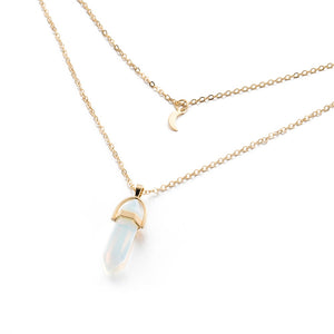Fashion Bohemia 1 PC Collana girocollo in pietra naturale con luna in pietra color oro Collana con pendente in cristallo per le donne Regalo della festa nuziale 