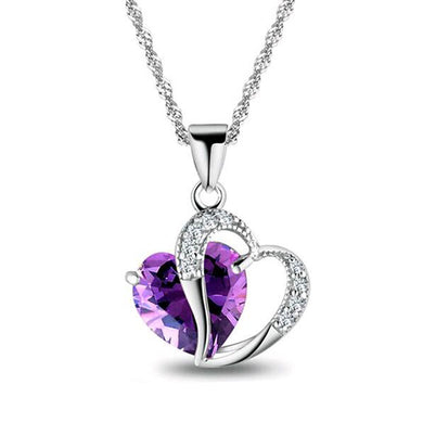 Top Fashion Class Girls Lady Heart Crystal Maxi Statement Pendant Necklace Jewelry for Lover Gift 6 Colors