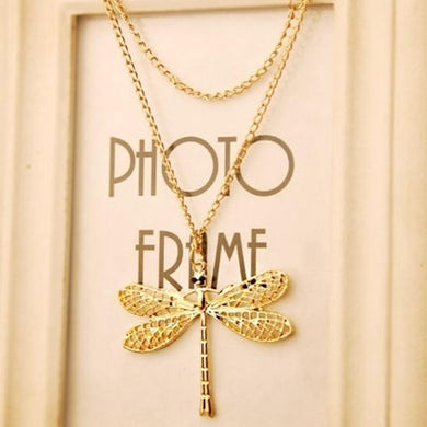 hot new fashion 2015 fashion personality gold necklace cute dragonfly wings necklace