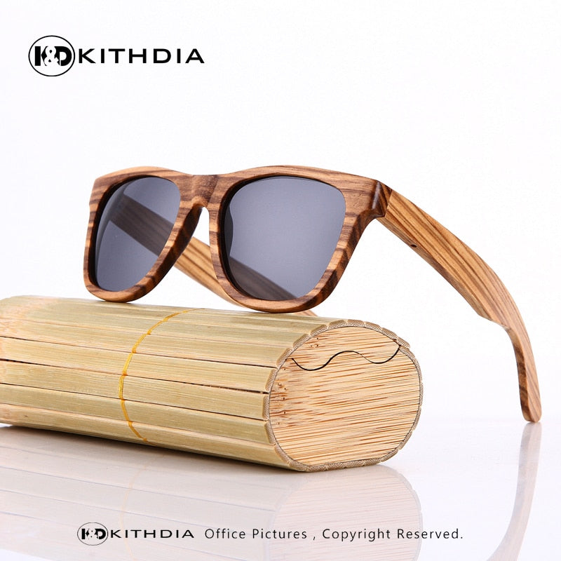 KITHDIA Wooden Sunglasses Polarized Men Bamboo Case Women Brand Design Cinily