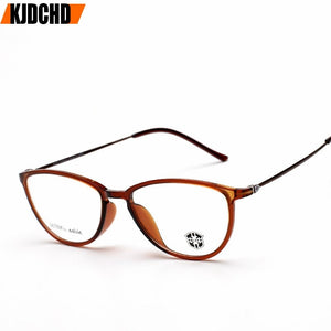 KJDCHD Tungsten Titanium Glasses Men Women Cat Eye Eyeglasses Frames Precription Spectacles Ultra Light Eyeglass Female Points