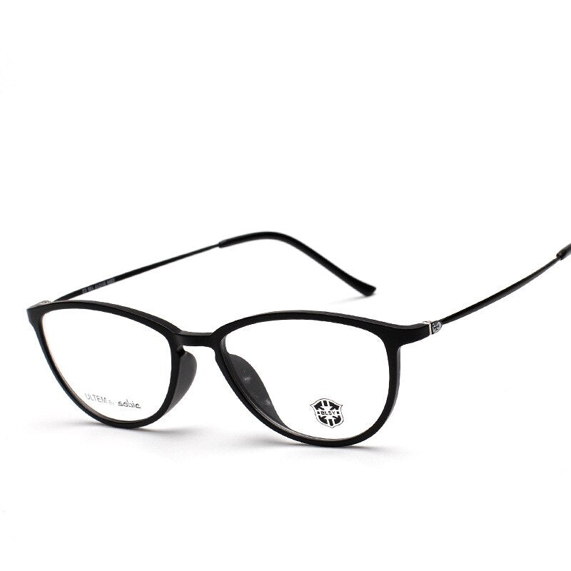 KJDCHD Tungsten Titanium Glasses Men Women Cat Eye Eyeglasses Frames Precription Spectacles Ultra Light Eyeglass Female Points