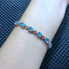 Carica l&#39;immagine nel visualizzatore di Gallery, Gioielleria raffinata Argento sterling 925 intarsiato Topazio naturale Bracciale femminile singolo 1 carato di buona qualità semplice e alla moda 