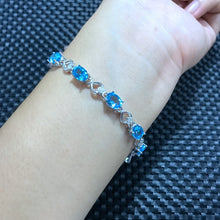 Load image into Gallery viewer, Fine jewelry Blue Topaz female Bracelet wholesale 925 sterling silver single main 1.5 carat stone