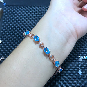 Fine jewelry Blue Topaz female Bracelet wholesale 925 sterling silver single main 1.5 carat stone