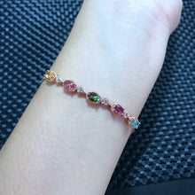 Load image into Gallery viewer, Fine jewelry Bracelet 925 sterling silver inlaid natural tourmaline bracelet bracelet