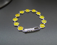 Carica l'immagine nel visualizzatore di Gallery, Gioielleria raffinata Gioielleria raffinata S925 argento sterling granato naturale giallo calcedonio calcedonio braccialetto fiore di prugna interi 
