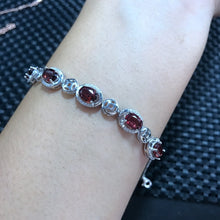 Load image into Gallery viewer, Fine jewelry In real photos, 925 silver inl natural garnet female bracelet, single grain stone 1 carats
