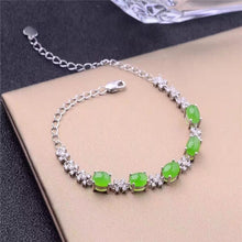 Carica l'immagine nel visualizzatore di Gallery, Gioielleria raffinata Bracciale in giada, intarsio in argento 925, bracciale naturale e Tian Biyu, gioielli in argento sterling 