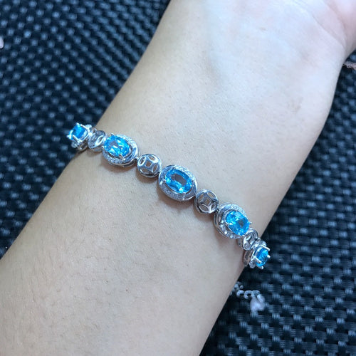 Gioielleria raffinata Bracciale con topazio naturale all'ingrosso shinv Acquamarina zaffiro comparabile squisito prezzo basso 