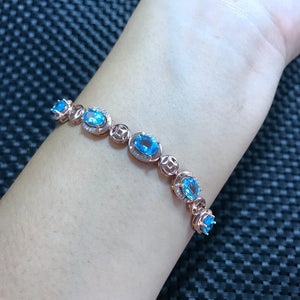 Fine jewelry Natural Topaz Bracelet wholesale shinv Aquamarine sapphire comparable exquisite low price