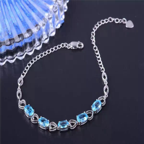 Gioielleria raffinata Gioielli con pietre preziose colorate topazio naturale Bracciale in argento sterling 925 femminile 