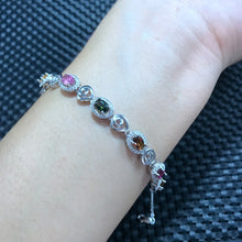 Carica l'immagine nel visualizzatore di Gallery, Fine jewelry Natural tourmaline 925 silver inlaid in kind photos, new sterling silver bracelet bracelet wholesale