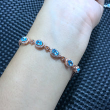 Carica l&#39;immagine nel visualizzatore di Gallery, Fine jewelry Real photographs of 925 sterling silver inlaid natural Topaz Stone Bracelet wholesale custom
