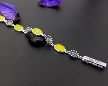 Carica l'immagine nel visualizzatore di Gallery, Fine jewelry S925 Thai Silver Amethyst Garnet Yellow Onyx Flower Bracelet Retro