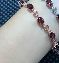 Carica l'immagine nel visualizzatore di Gallery, Fine jewelry Wholesale of 925 sterling silver inlaid Natural Garnet Bracelet