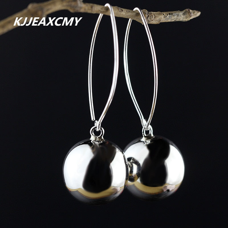 S925 sterling silver jewelry handmade ladies smooth ball atmosphere earrings