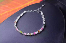 Load image into Gallery viewer, boutique jewelry, 925 sterling silver inlay, pure natural candy, tourmaline, Gemstone Bracelet