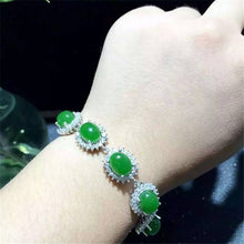 Load image into Gallery viewer, fine jewelry 925 Pure silver inl natural hetian jasper female hand chain sunflowers retro curved chain
