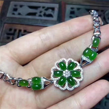 Load image into Gallery viewer, fine jewelry 925 Pure silver inl natural hetian jasper female style bracelet chrysanthemum retro curvy chain