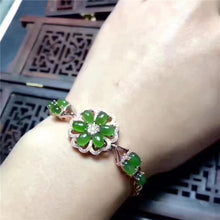 Load image into Gallery viewer, fine jewelry 925 Pure silver inl natural hetian jasper female style bracelet chrysanthemum retro curvy chain