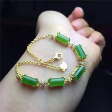 Carica l'immagine nel visualizzatore di Gallery, fine jewelry 925 Pure silver inl natural hetian jasper female style bracelet small wild flowers retro rectangle