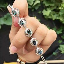 Load image into Gallery viewer, fine jewelry 925 Pure silver inl natural sapphire eye - shaped lady bracelet