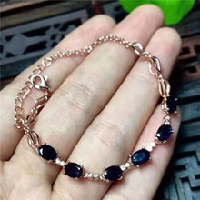 Load image into Gallery viewer, fine jewelry 925 Pure silver inl natural sapphire starlight gemstone simple female style bracelet lady