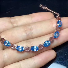 Carica l'immagine nel visualizzatore di Gallery, fine jewelry 925 Pure silver with natural blue topaz bracelet jewelry gold and silver color.
